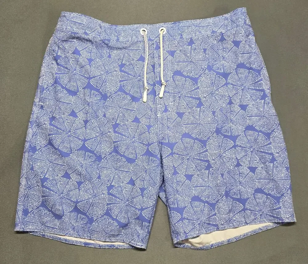 Johnnie O Mens 2X Half Elastic Southport Swim Trunks Board Shorts Blue 8
